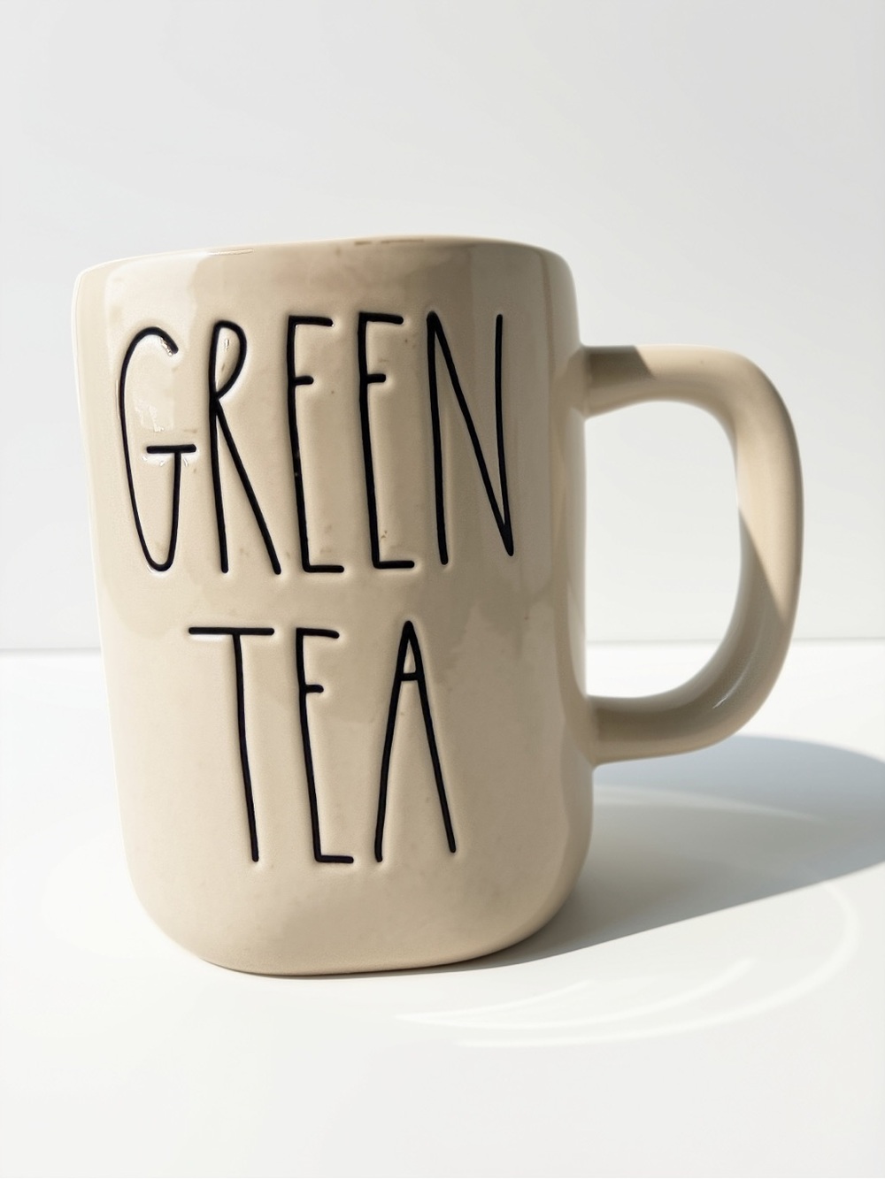 Rae Dunn Cream 'GREEN TEA' Ceramic Mug